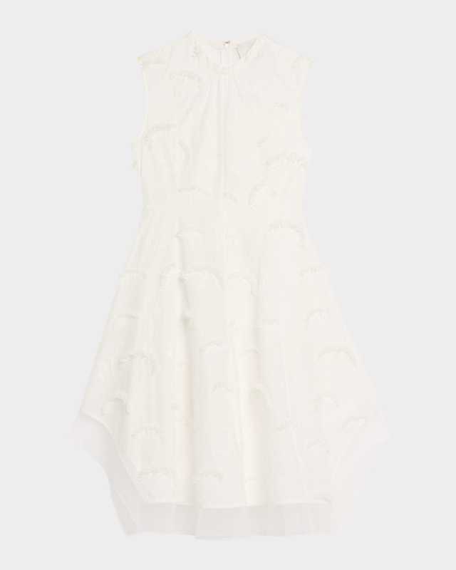 Embroidered Organza Sleeveless Midi Dress
